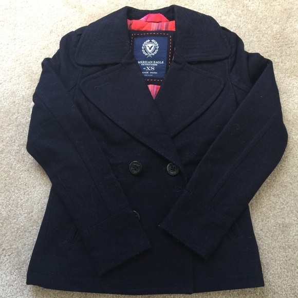 American Eagle navy blue wool jacket xs - Picture 3 of 6